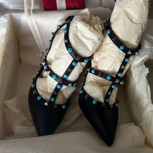 Valentino sexy ankle strap black leather New